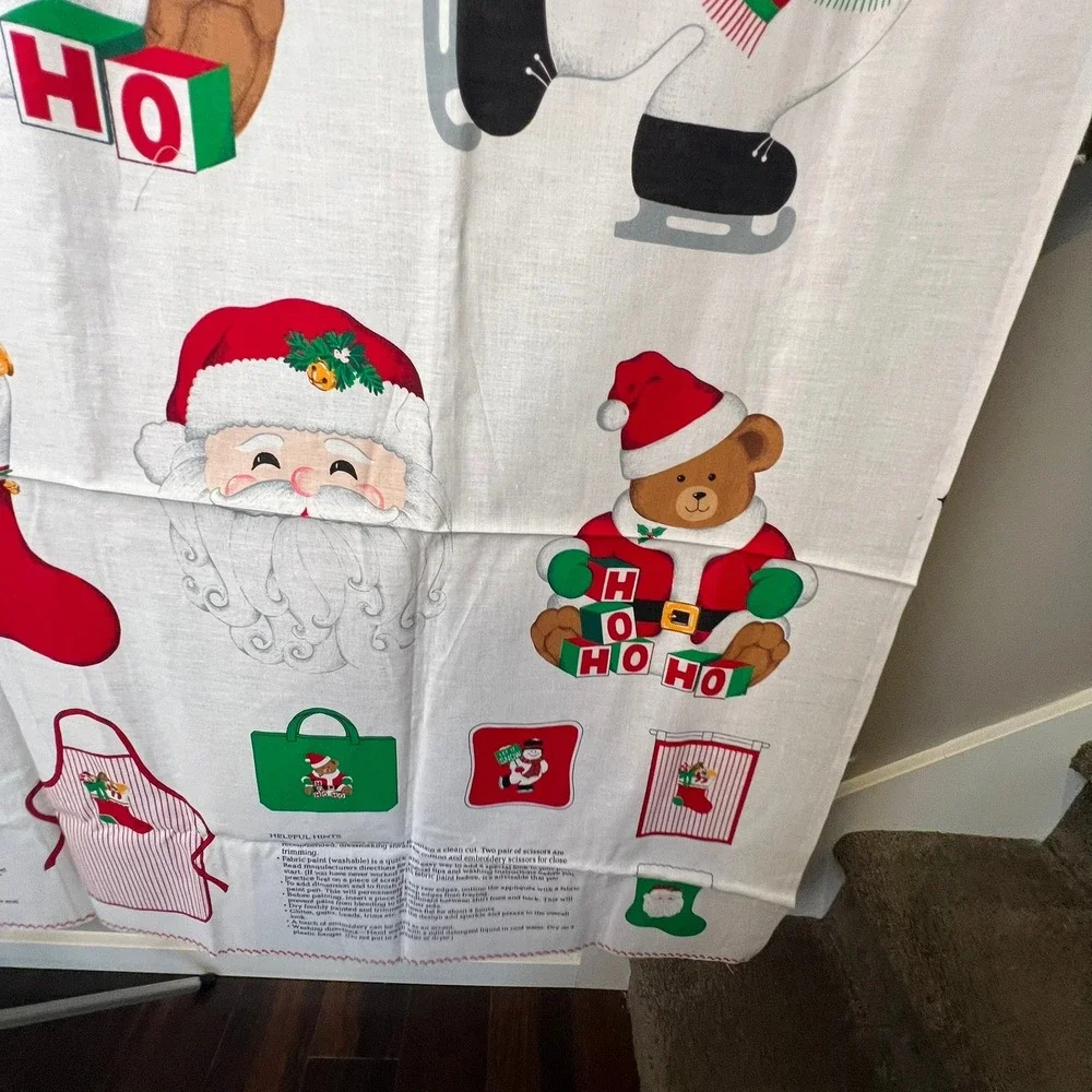 Vintage‎ Christmas Appliqué Fabric Panel Cranston VIP Santa Snowman Cut & Sew